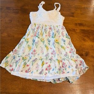Rare Editions Floral White multicolor Kids Dress tie back size 8 spring summer